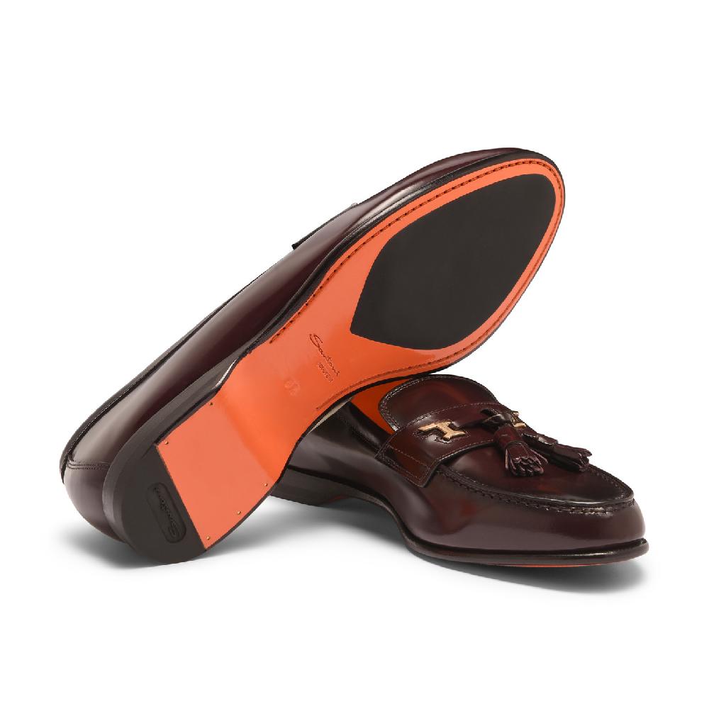 Santoni Mocassino Andrea con nappe da uomo in pelle bordeaux 2025