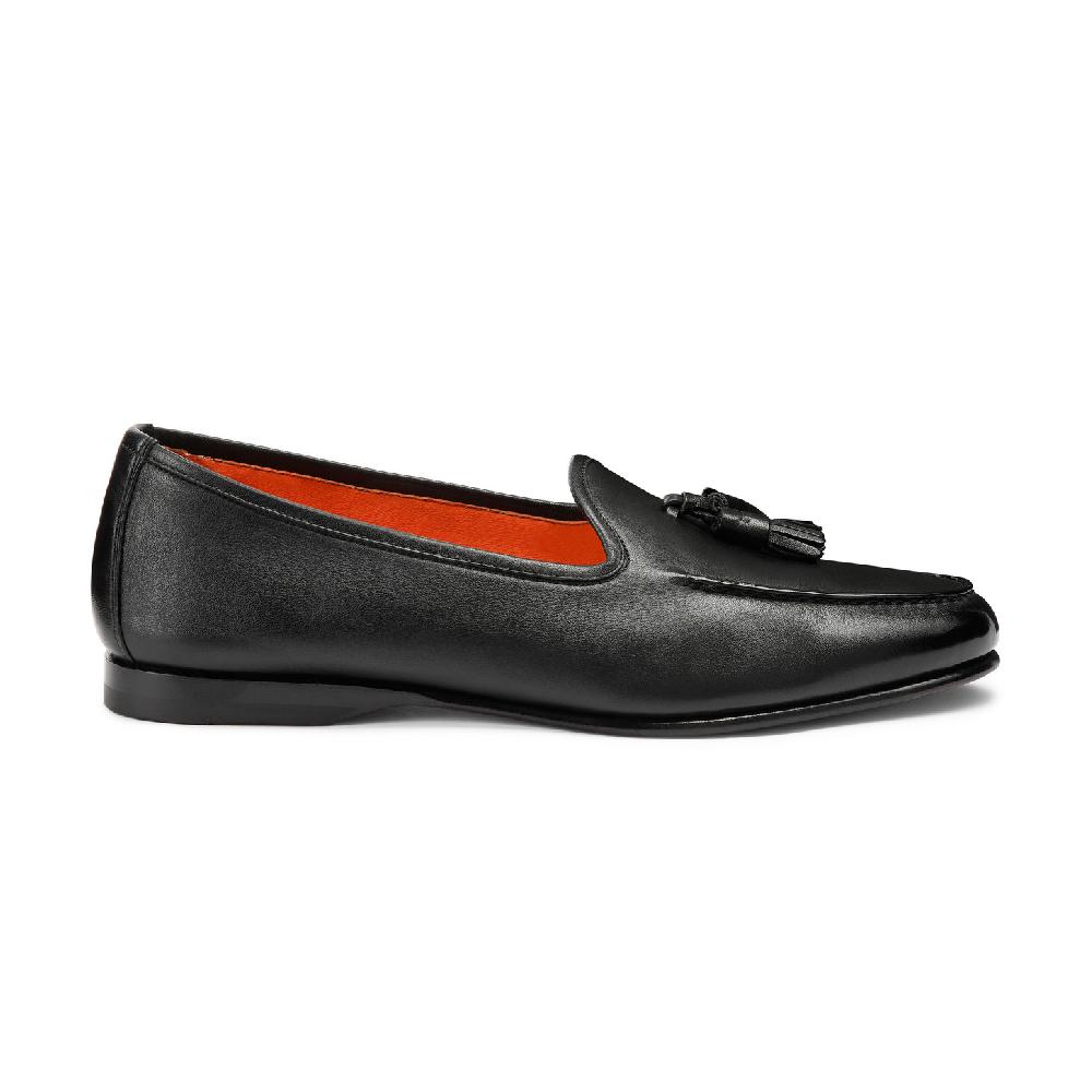 Santoni Mocassino Andrea con nappe da uomo in pelle nera