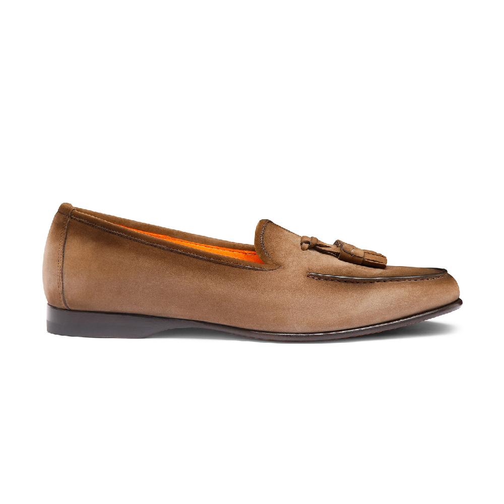 Santoni Mocassino Andrea con nappe da uomo in nabuk marrone