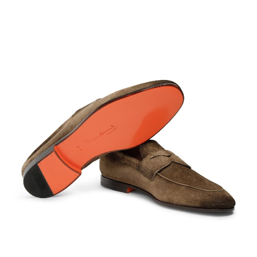 Santoni Mocassino Carlo da uomo in suede marrone Pezzi Unici