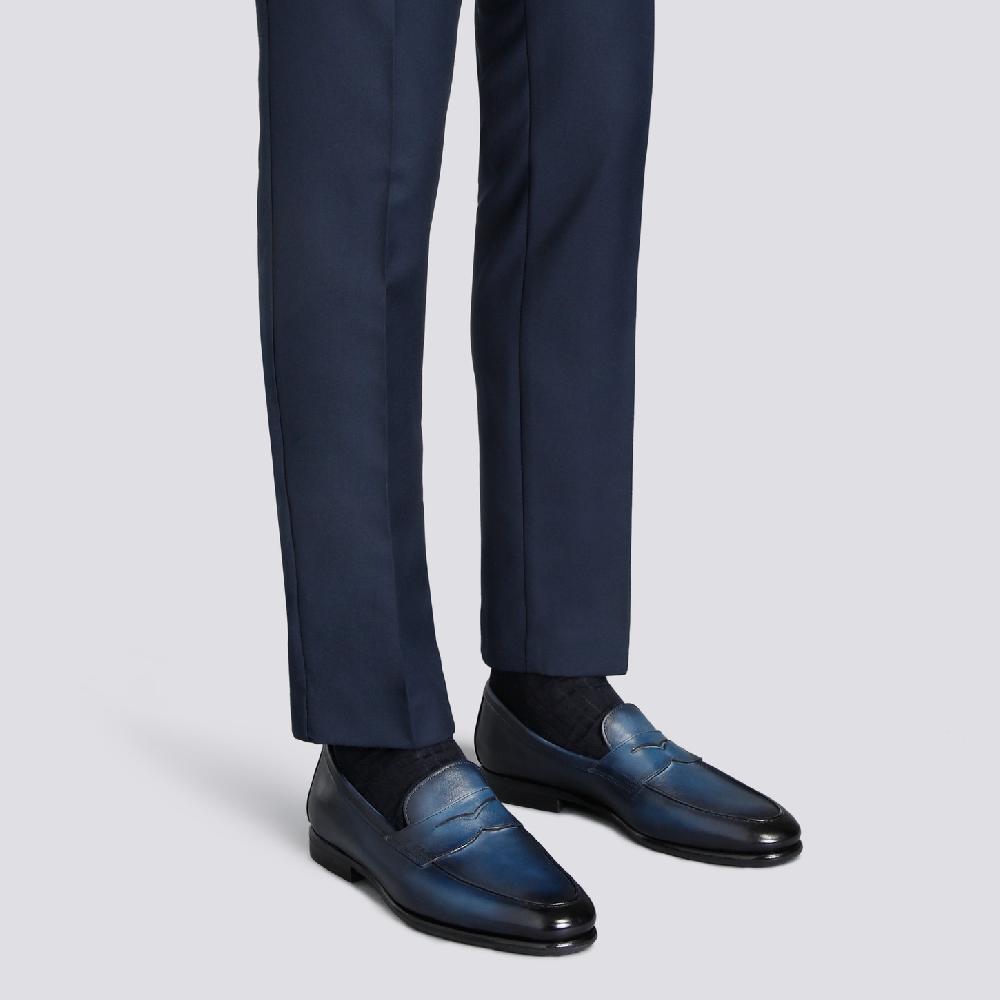 Santoni Mocassino Carlo da uomo in pelle blu Promozione Limitata