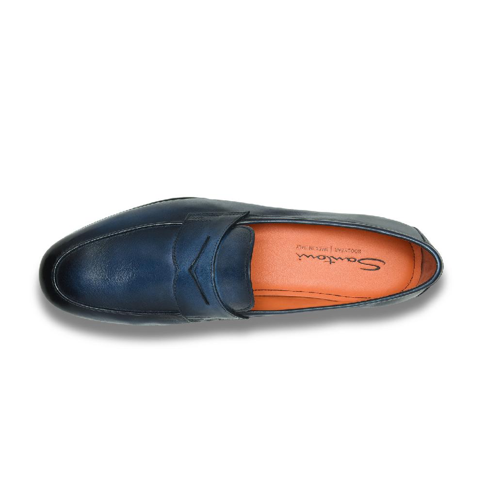 Santoni Mocassino Carlo da uomo in pelle blu Promozione Limitata