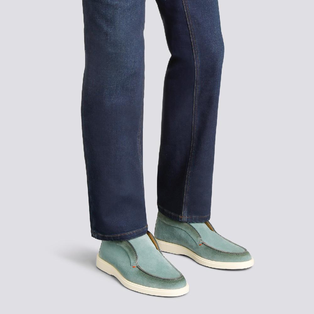 Santoni Stivaletto desert da uomo in suede petrolio Prezzo Ridotto