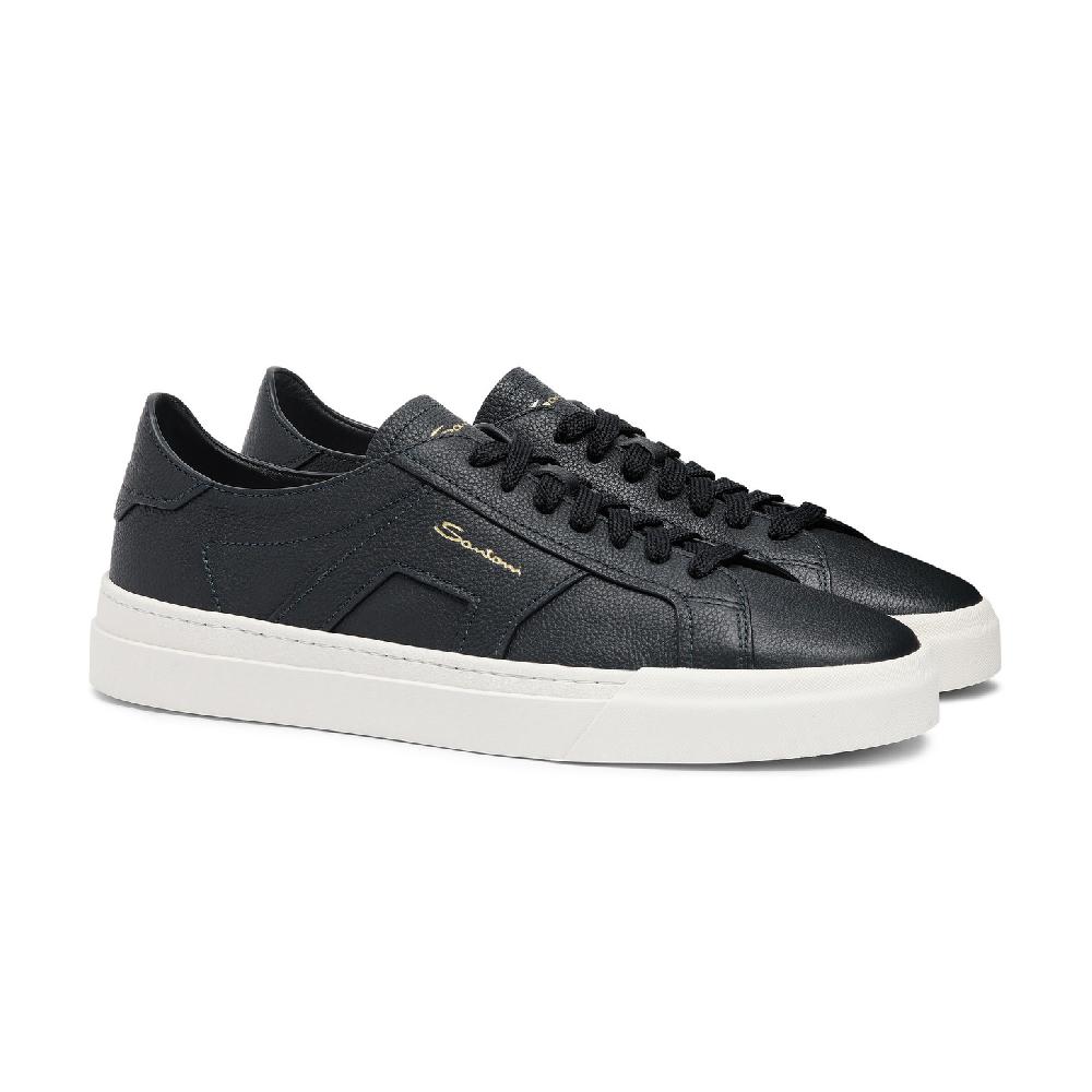 Santoni Double buckle sneaker da uomo in pelle bottalata blu Sottocosto