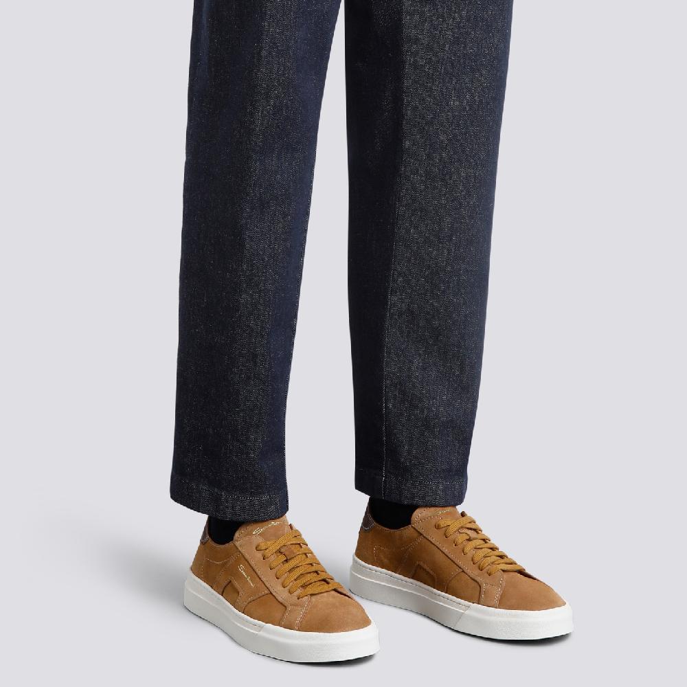 Santoni Double Buckle Sneaker da uomo in suede marrone Convenienza