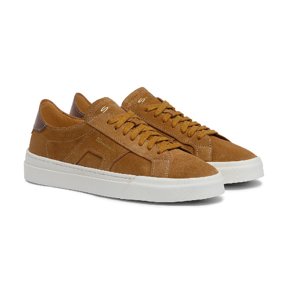 Santoni Double Buckle Sneaker da uomo in suede marrone Convenienza