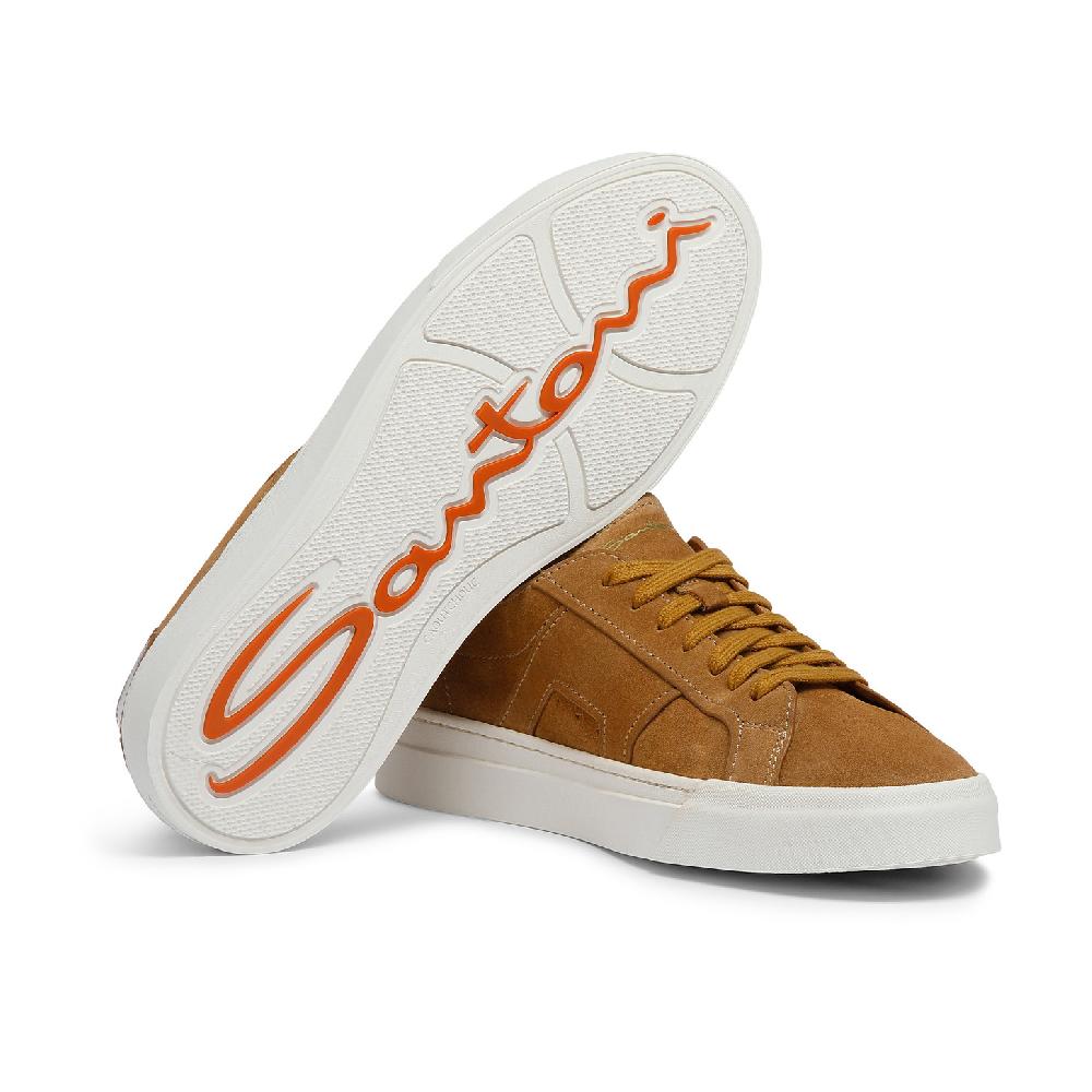 Santoni Double Buckle Sneaker da uomo in suede marrone Convenienza