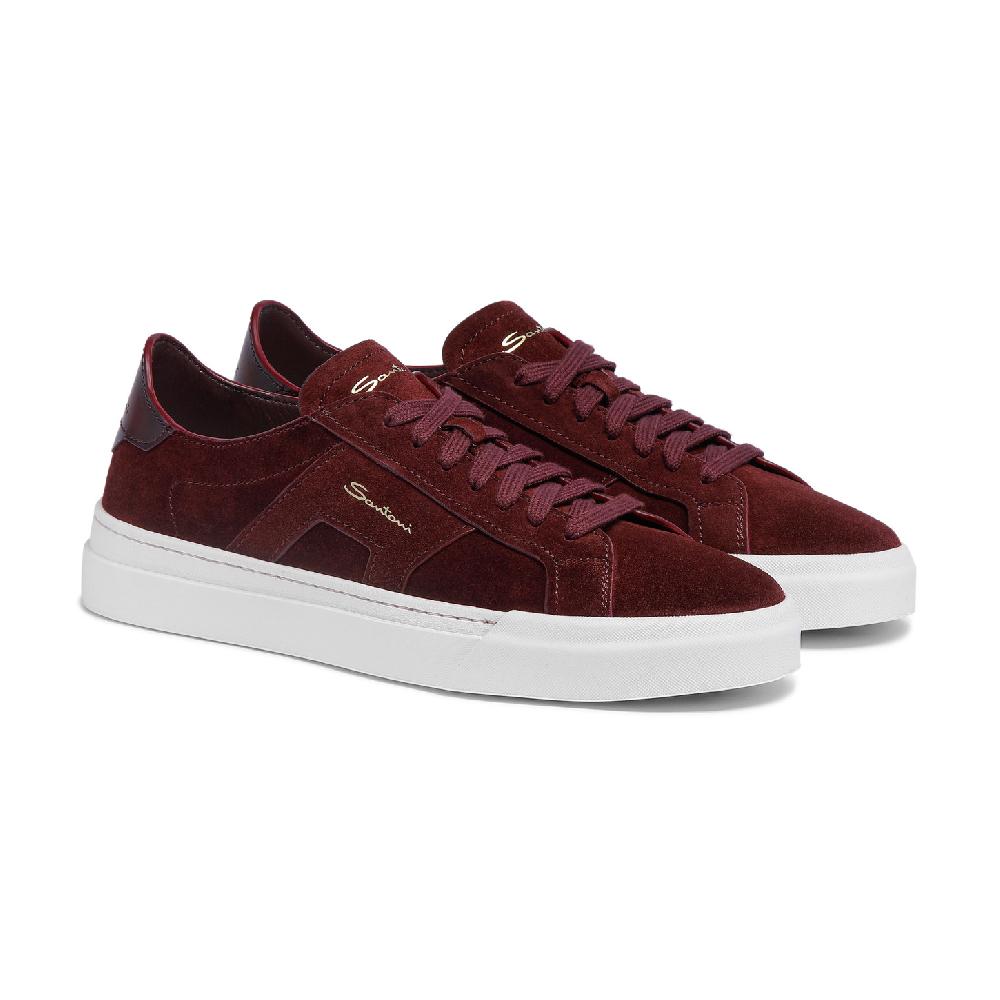 Santoni Double Buckle Sneaker da uomo in suede bordeaux Novità