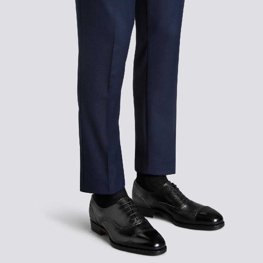 Santoni Stringata Oxford da uomo in pelle nera Offerta