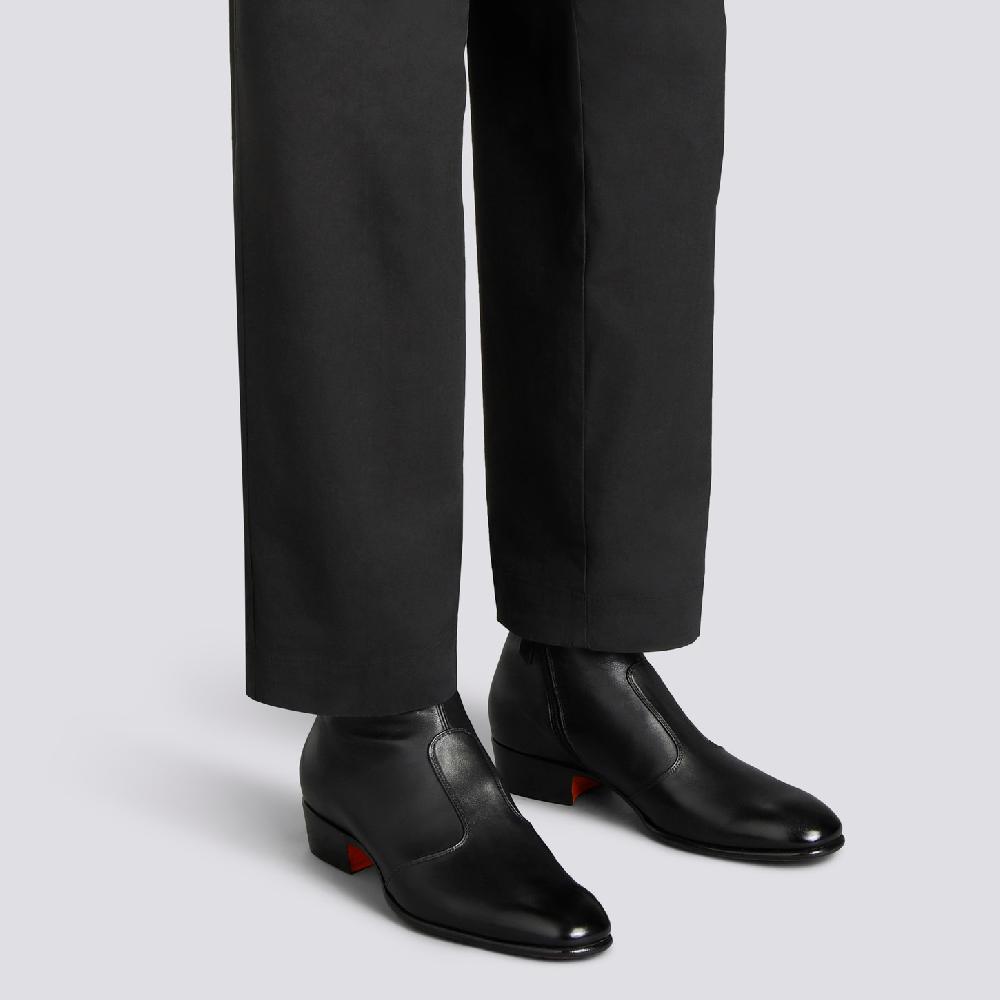 Santoni Stivaletto da uomo in pelle nera Grande vendita