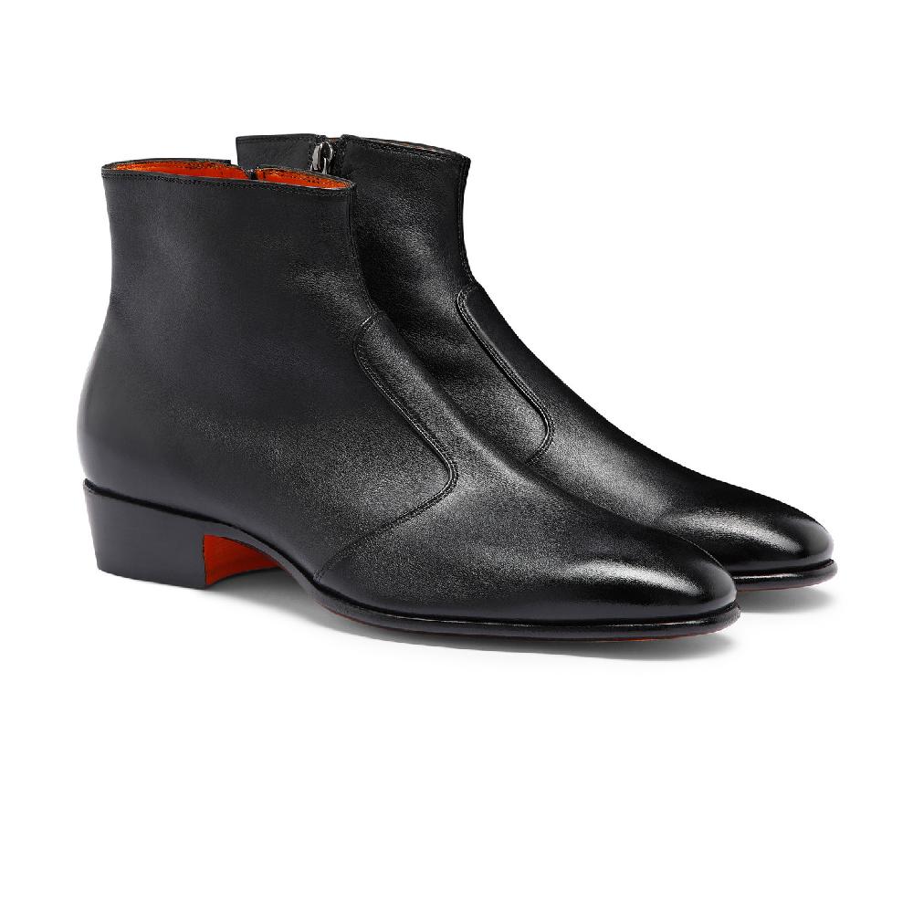 Santoni Stivaletto da uomo in pelle nera Grande vendita