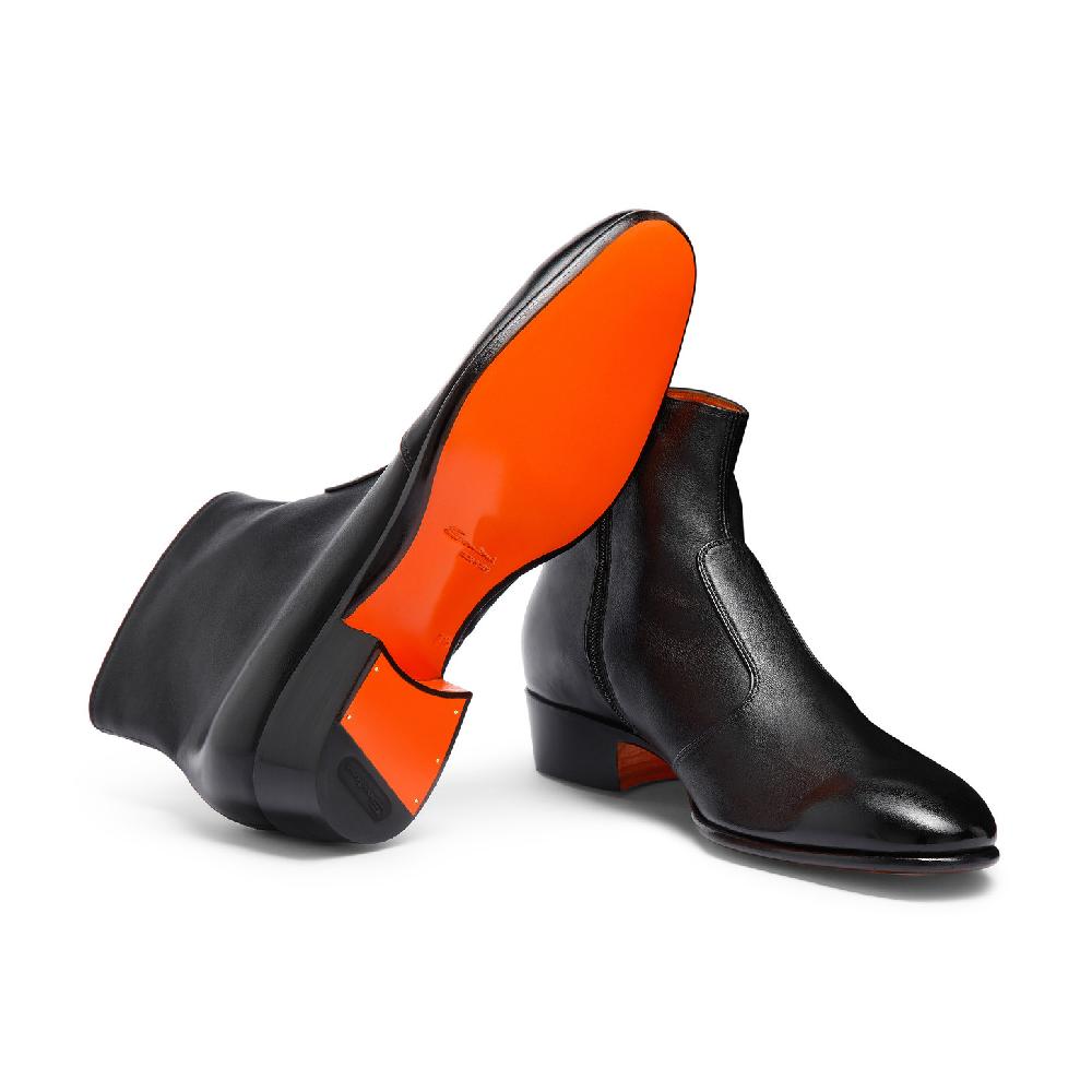 Santoni Stivaletto da uomo in pelle nera Grande vendita