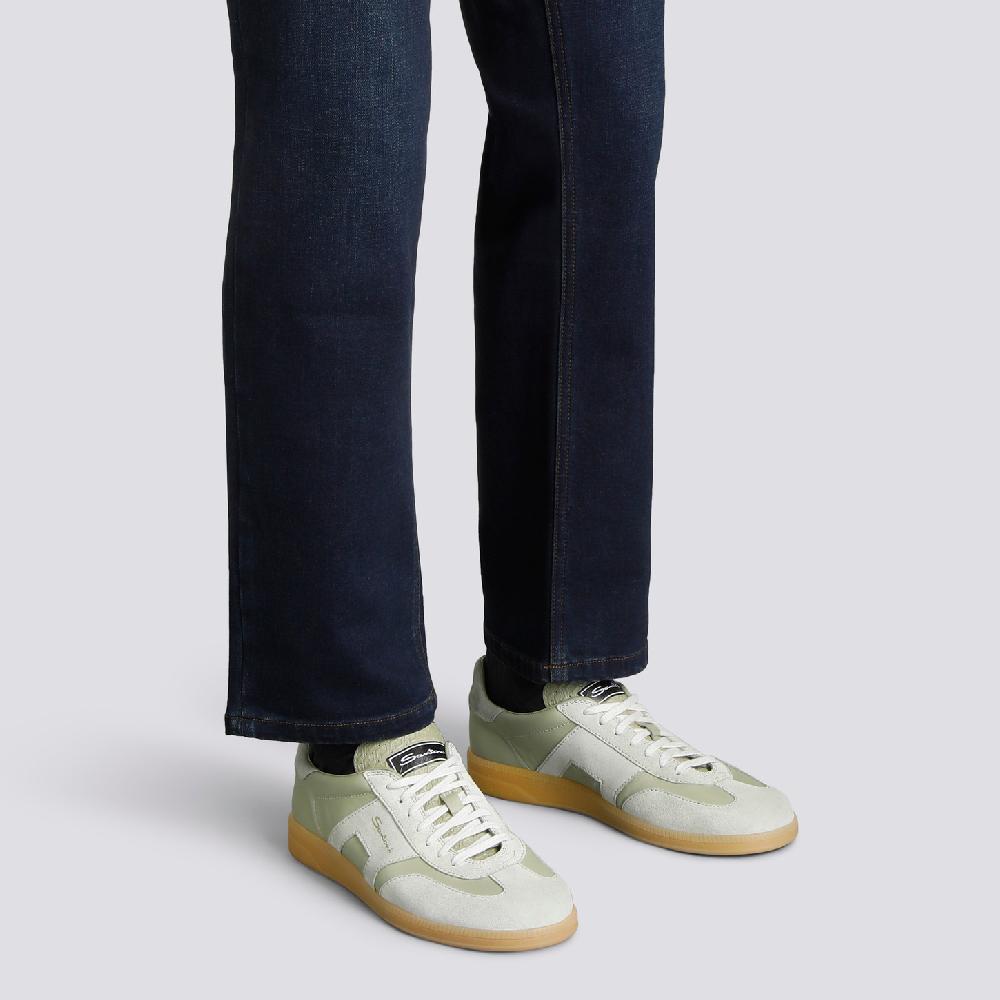 Santoni Sneaker DBS Oly da uomo in pelle e suede verde chiaro Fornitura limitata