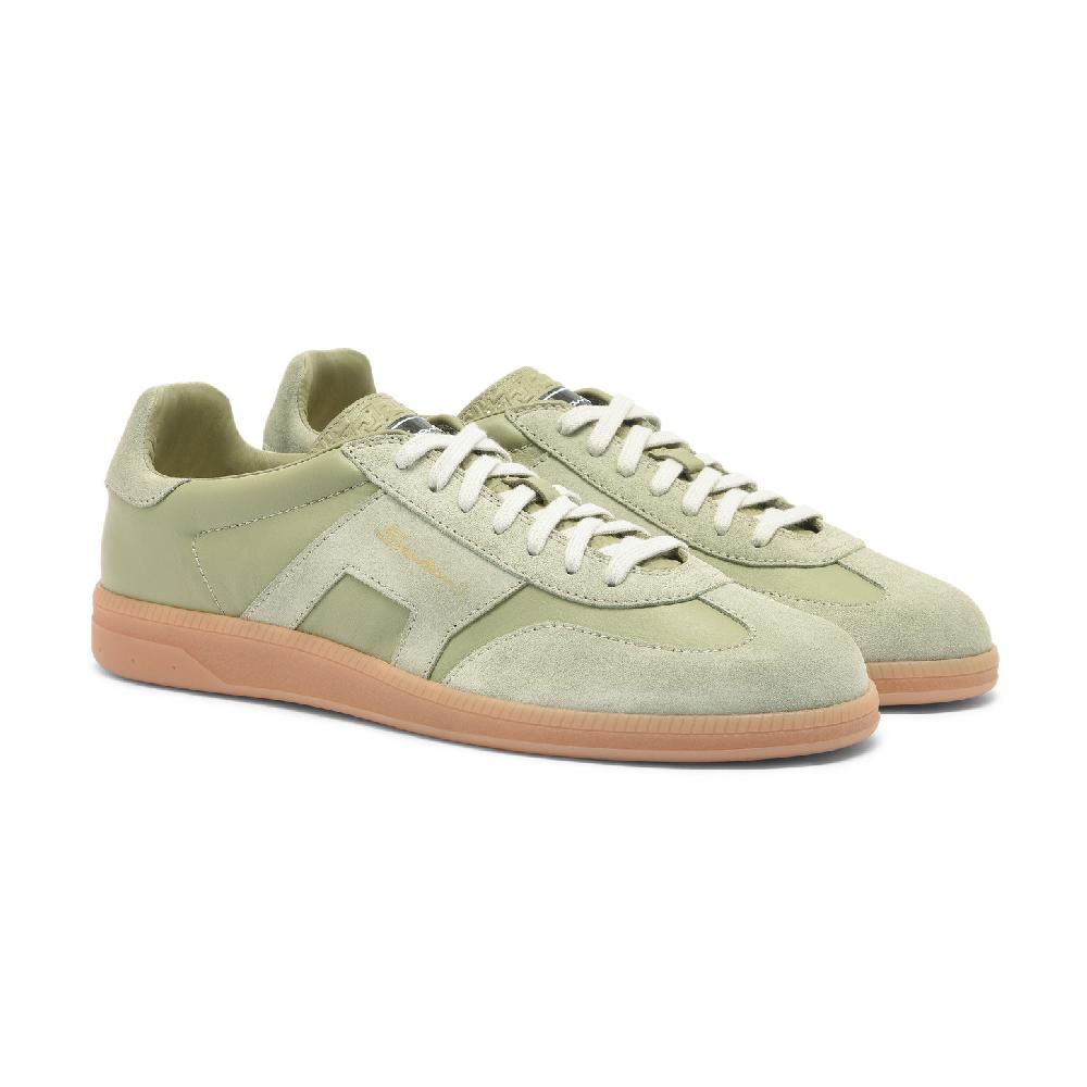 Santoni Sneaker DBS Oly da uomo in pelle e suede verde chiaro Fornitura limitata