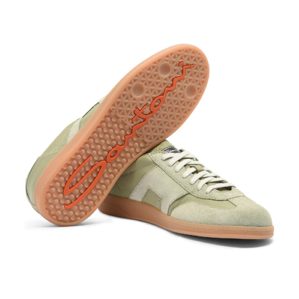 Santoni Sneaker DBS Oly da uomo in pelle e suede verde chiaro Fornitura limitata