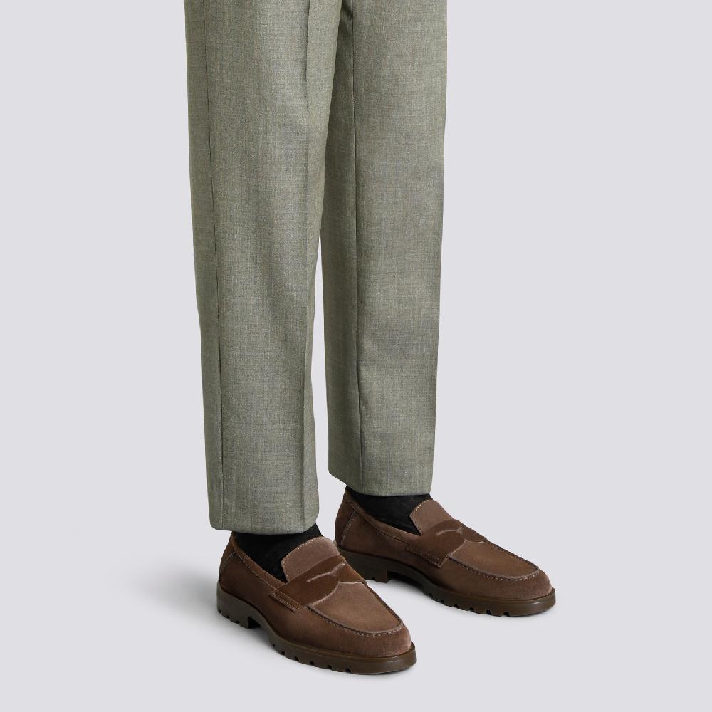 Santoni Mocassino penny da uomo in suede testa di moro Vendita Calda