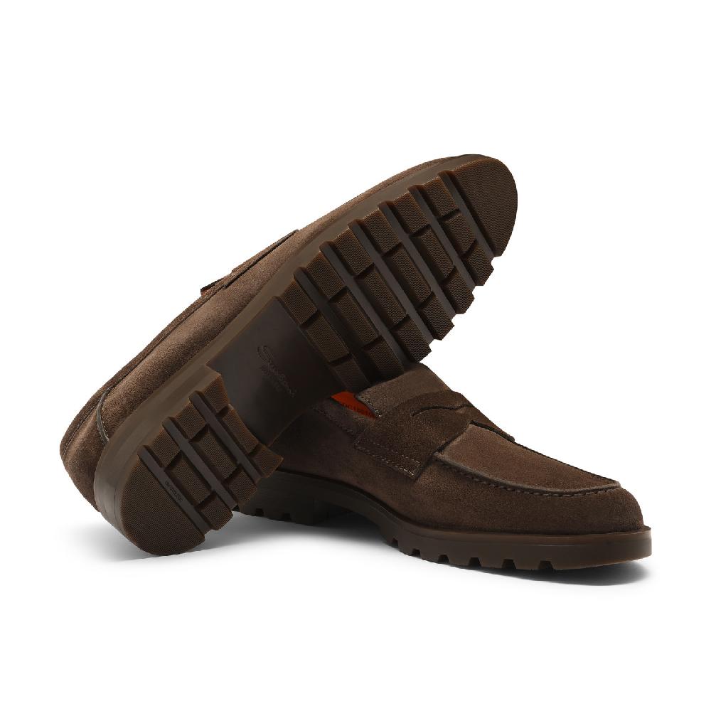 Santoni Mocassino penny da uomo in suede testa di moro Vendita Calda