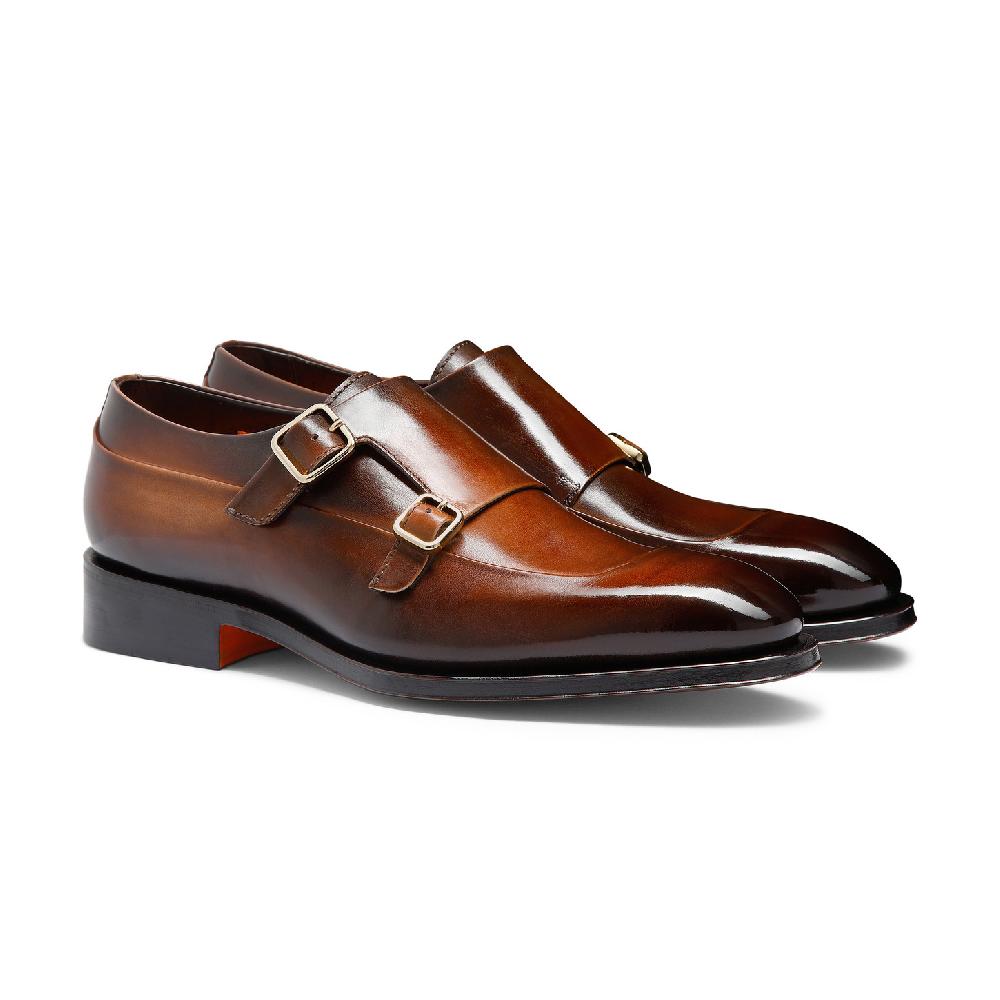 Santoni Doppia fibbia da uomo in pelle testa di moro Negozio