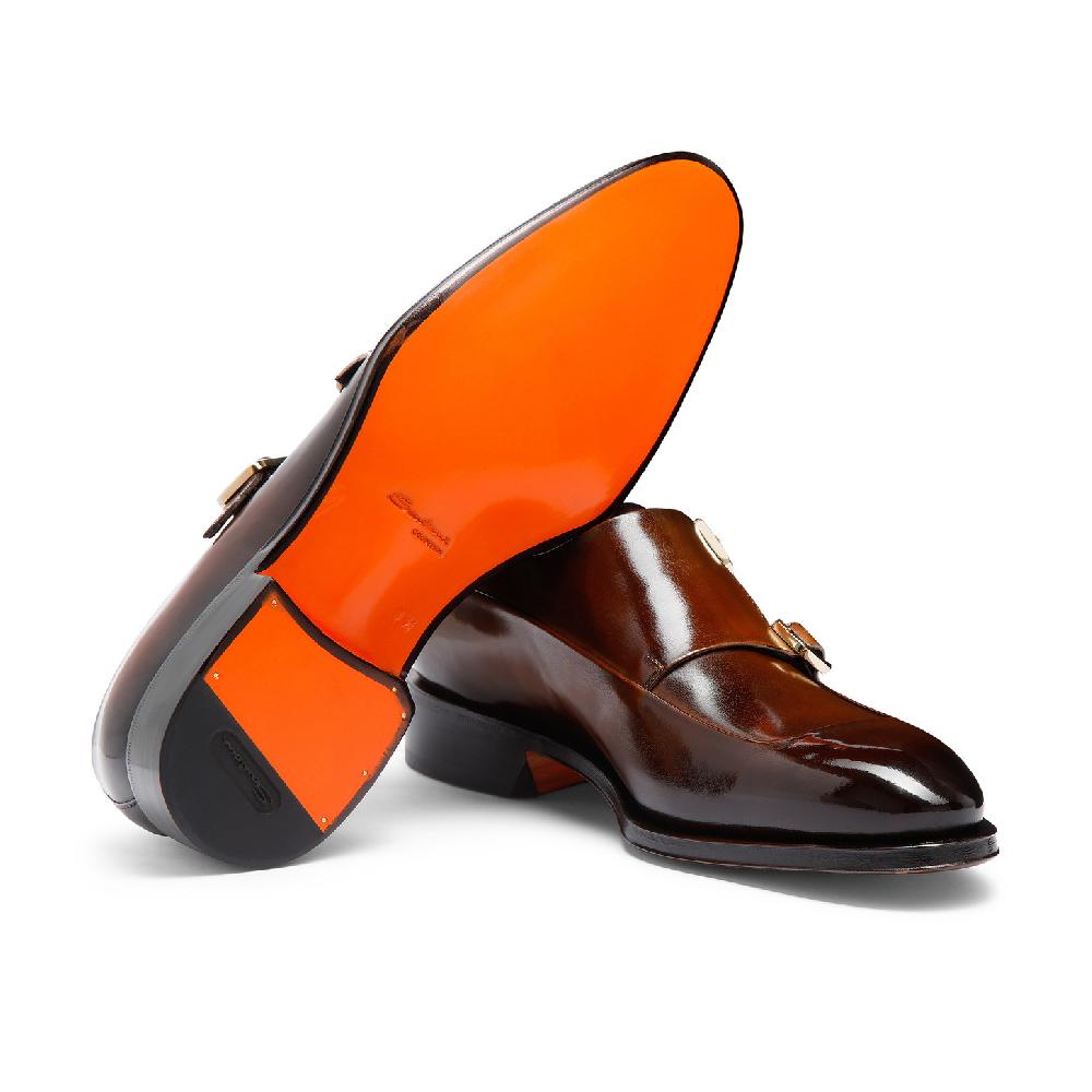 Santoni Doppia fibbia da uomo in pelle testa di moro Negozio
