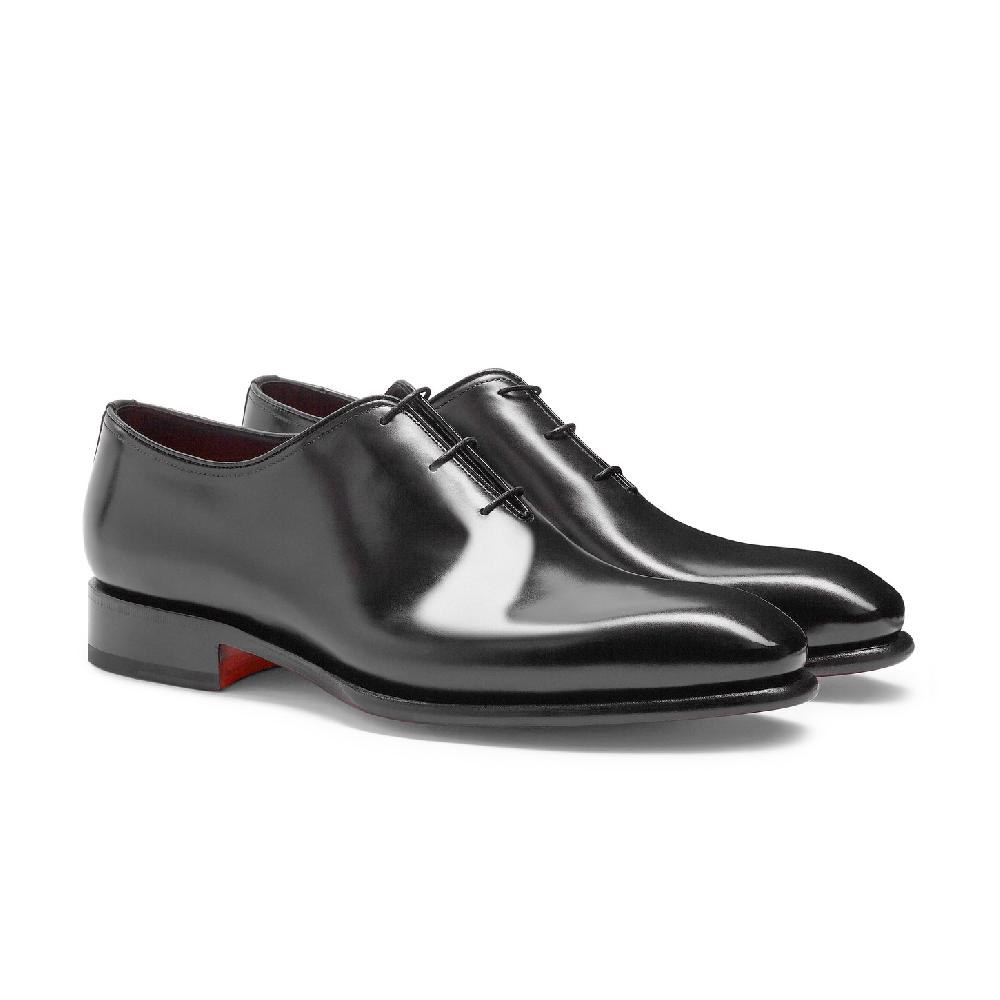 Santoni Stringata oxford da uomo in pelle anticata nera In Linea