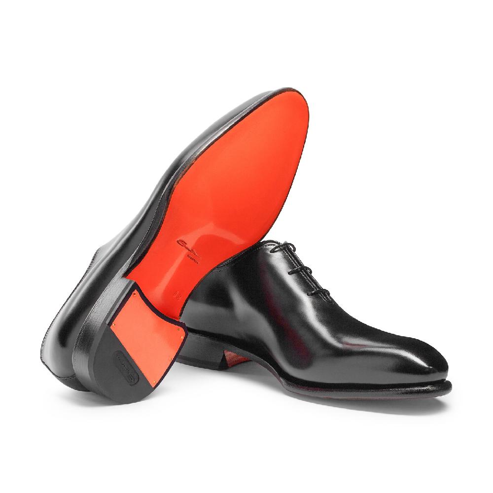 Santoni Stringata oxford da uomo in pelle anticata nera In Linea