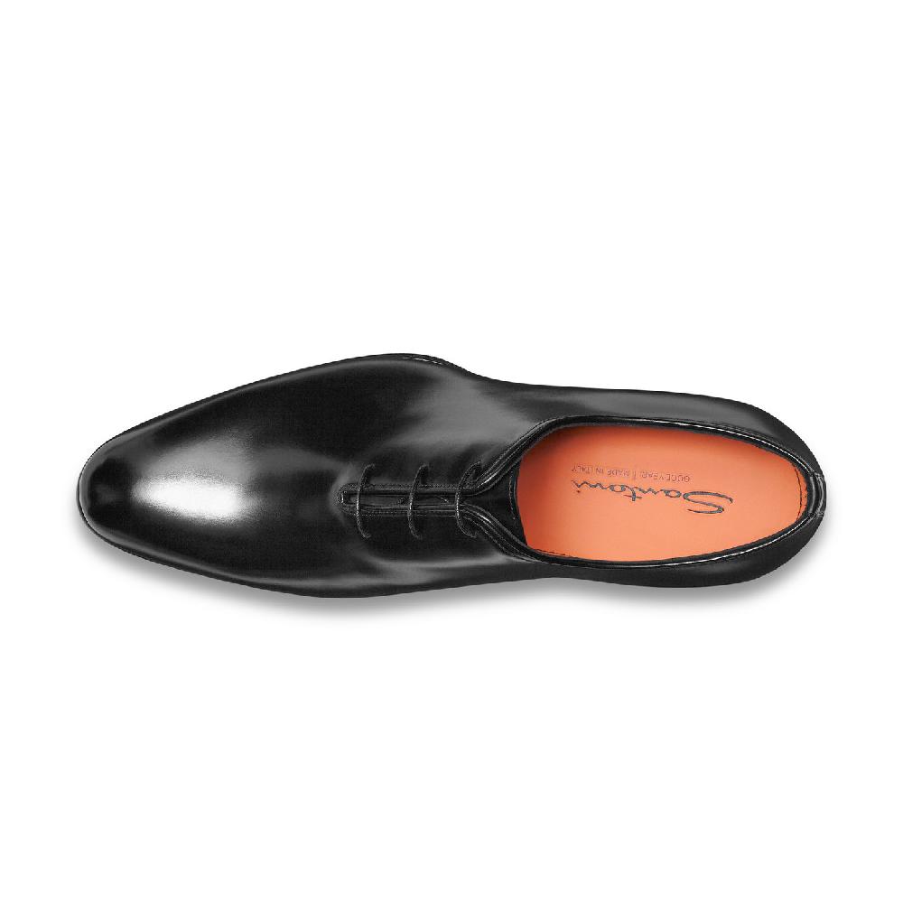 Santoni Stringata oxford da uomo in pelle anticata nera In Linea