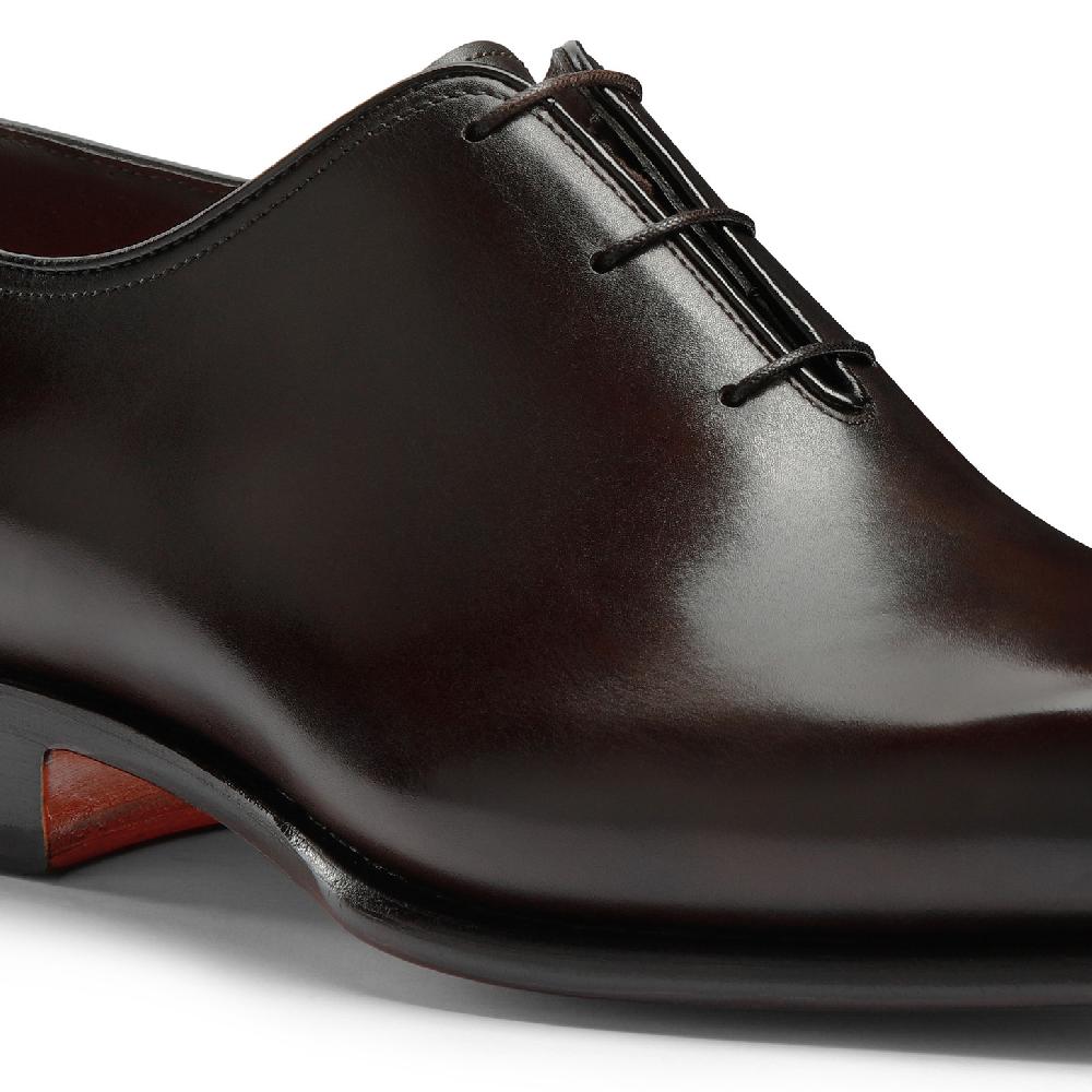 Santoni Stringata oxford da uomo in pelle anticata marrone Nuovo