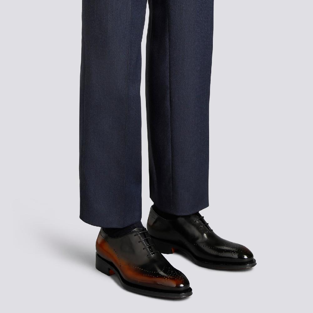 Santoni Stringata oxford brogue da uomo in pelle marrone Qualità