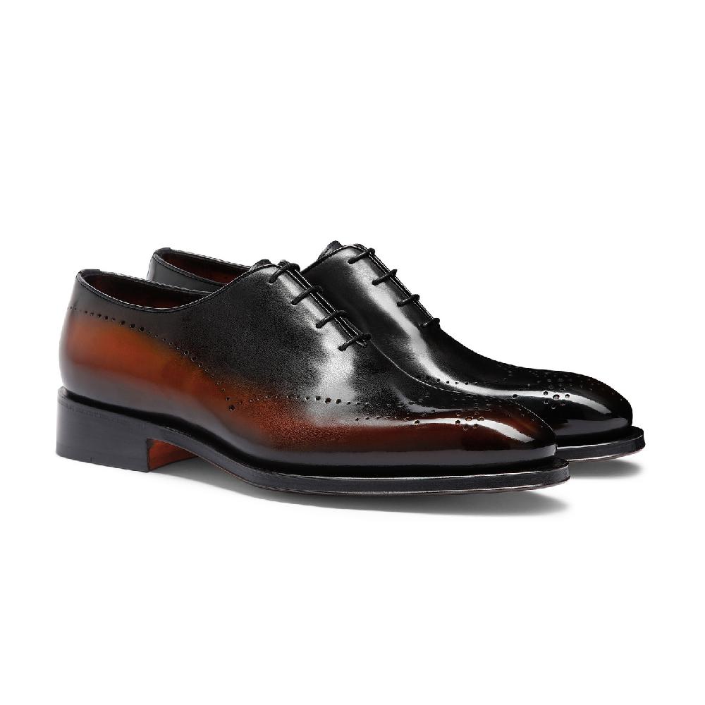 Santoni Stringata oxford brogue da uomo in pelle marrone Qualità