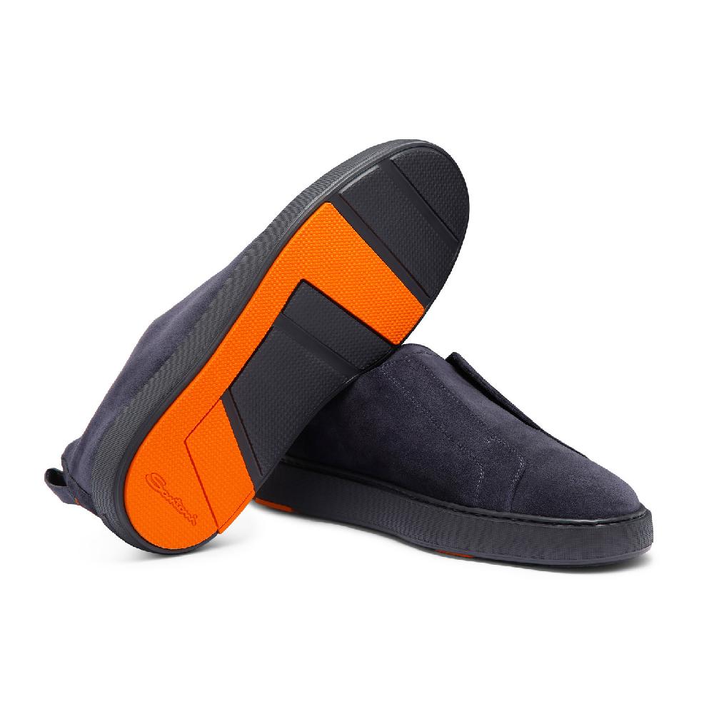 Santoni Sneaker slip-on da uomo in suede blu Promozione