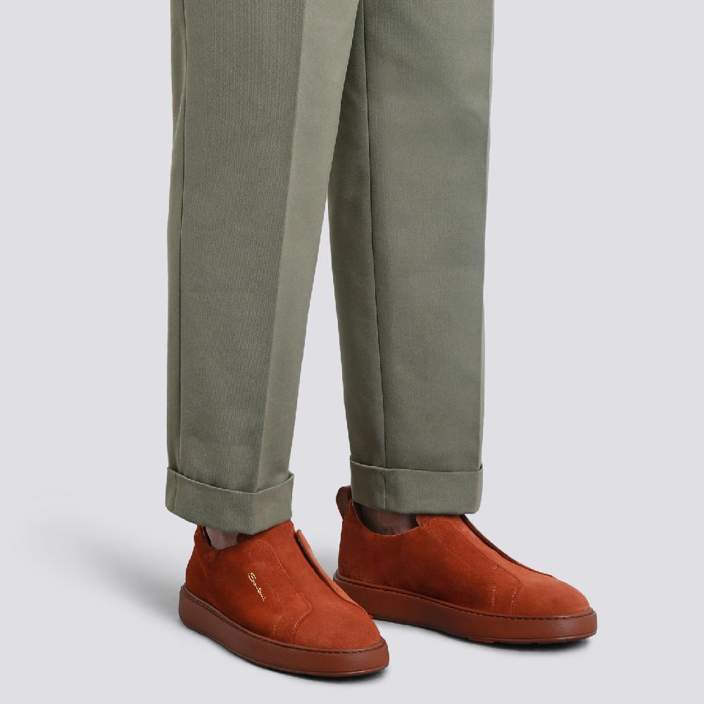 Santoni Sneaker slip-on da uomo in suede marrone Offerte stagionali