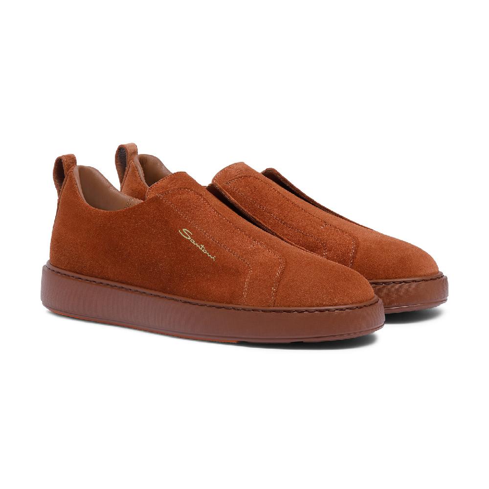 Santoni Sneaker slip-on da uomo in suede marrone Offerte stagionali
