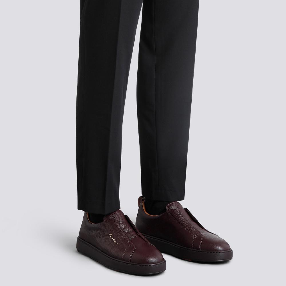 Santoni Sneaker slip-on da uomo in pelle bottalata bordeaux Pezzi Unici