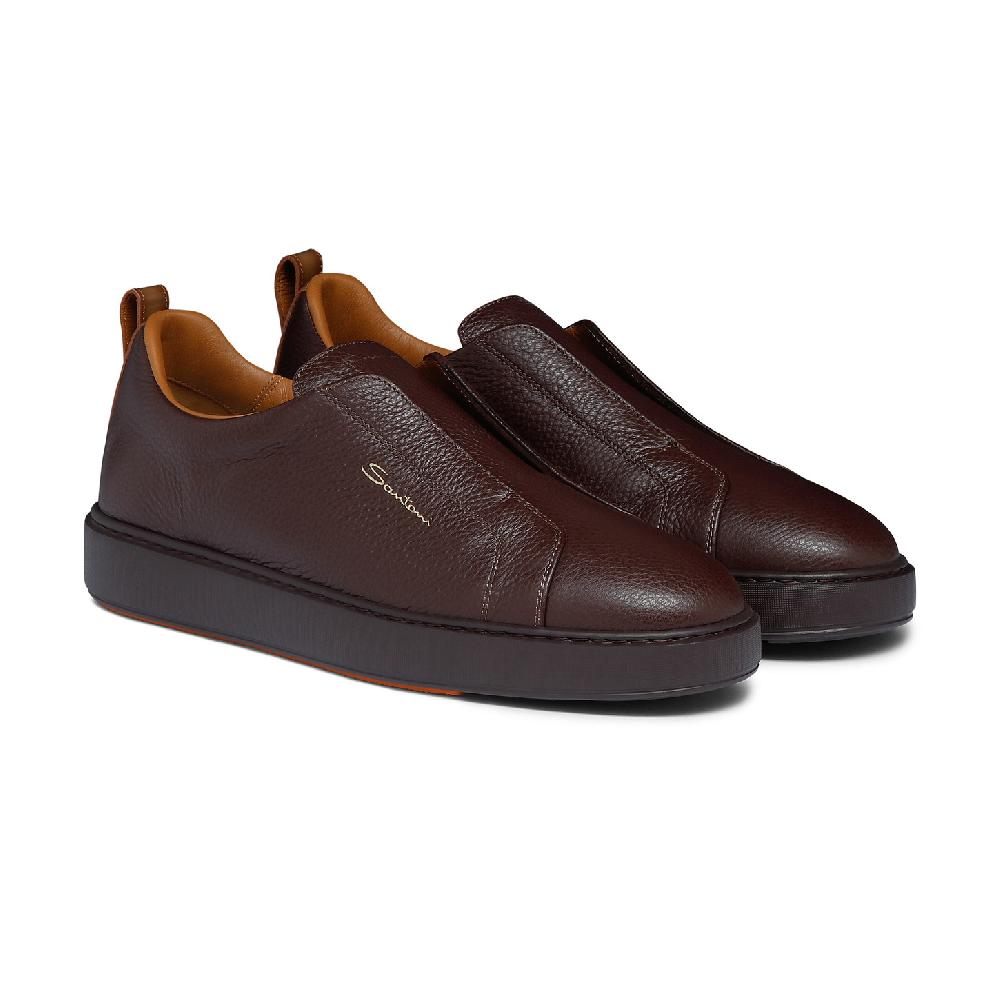 Santoni Sneaker slip-on da uomo in pelle bottalata bordeaux Pezzi Unici