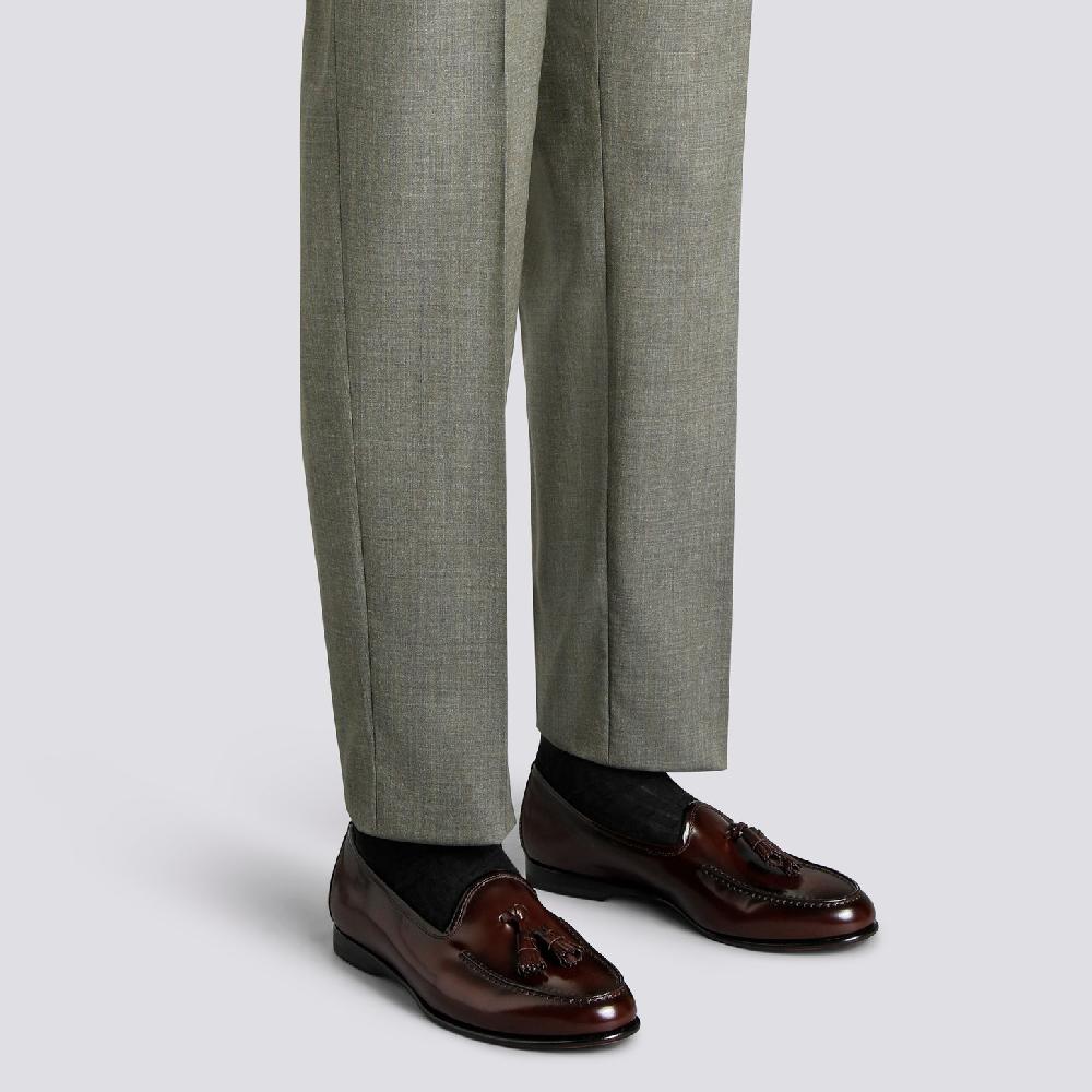 Santoni Mocassino Andrea con nappe da uomo in pelle lucida bordeaux Soddisfazione Garantita