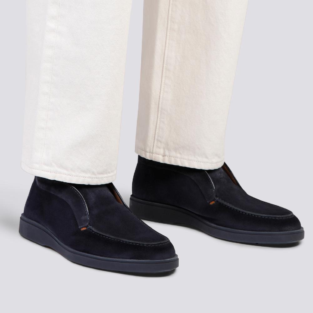 Santoni Stivaletto desert da uomo in suede blu Qualità Garantita