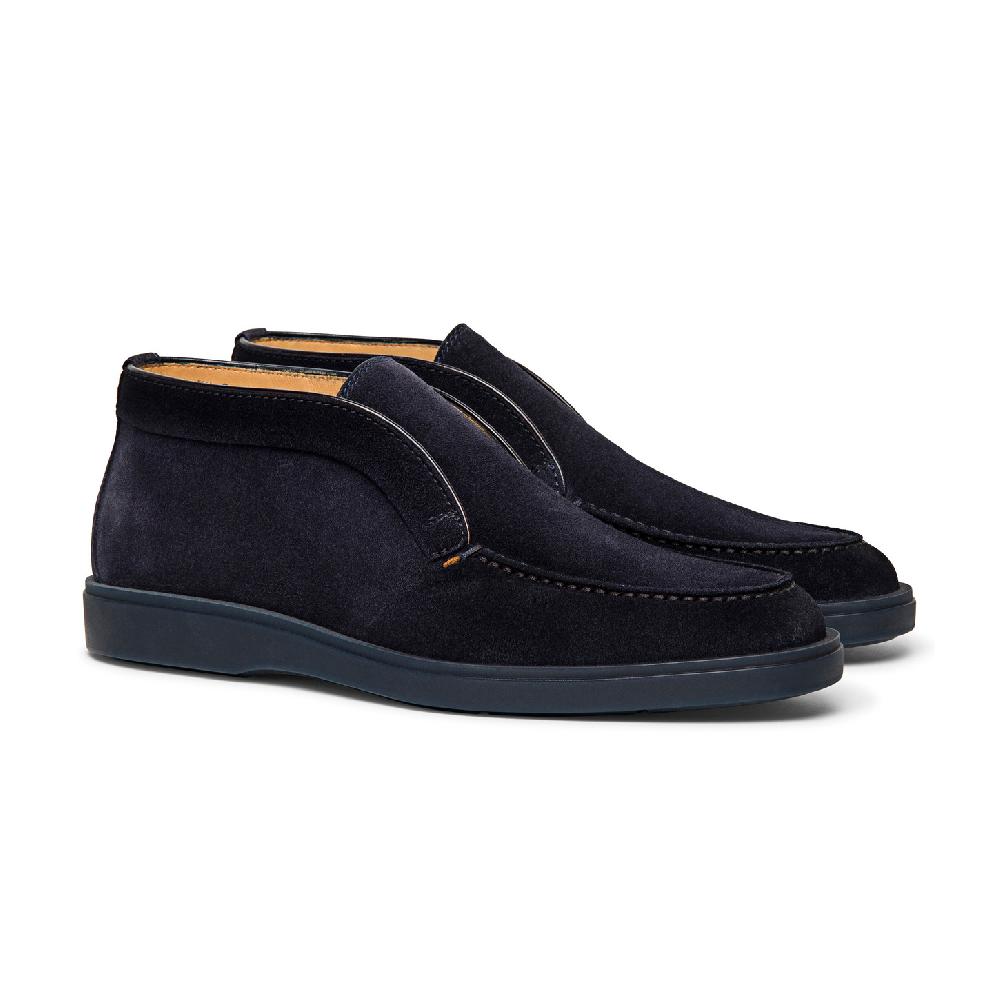 Santoni Stivaletto desert da uomo in suede blu Qualità Garantita