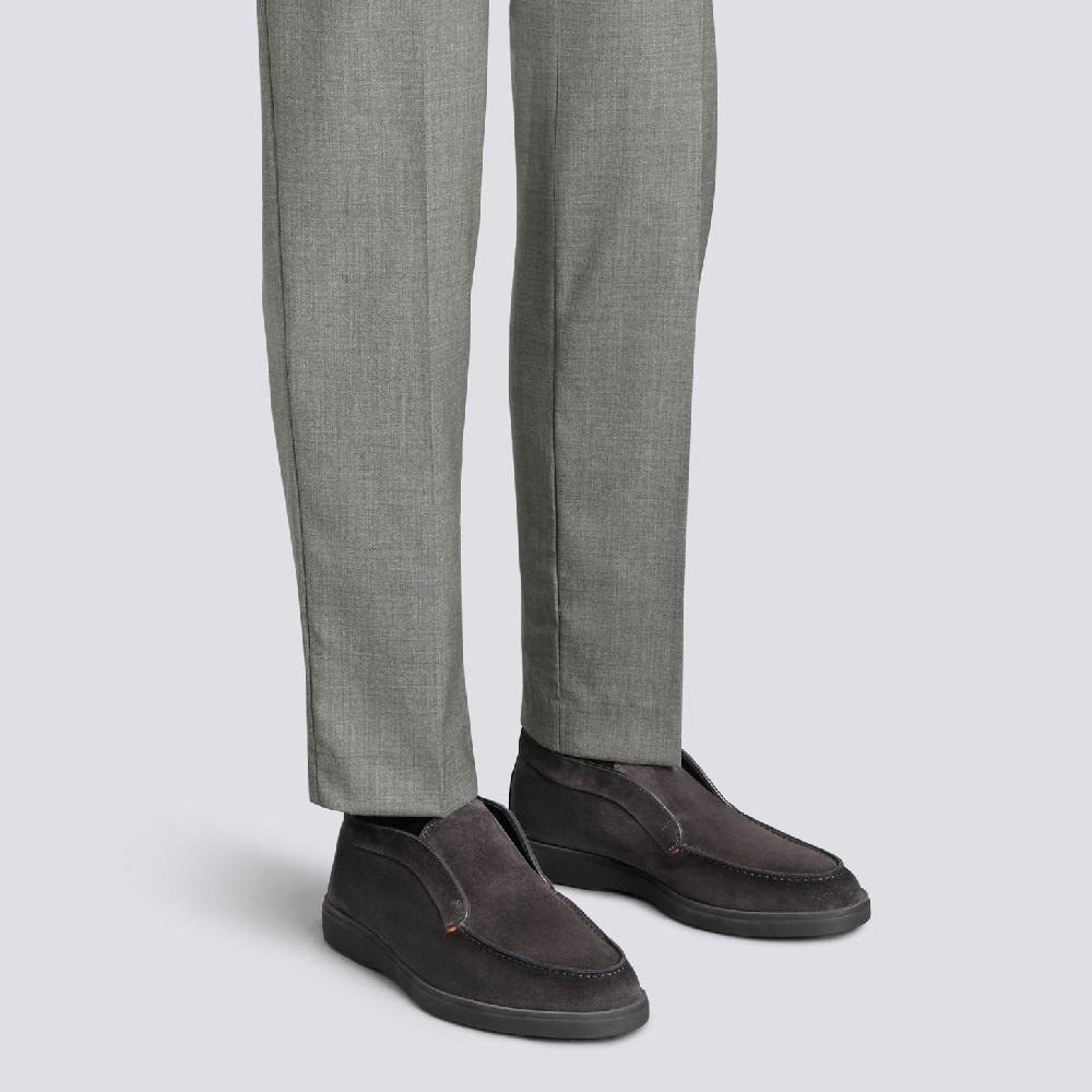 Santoni Stivaletto desert da uomo in suede grigio con pelliccia Negozi Online