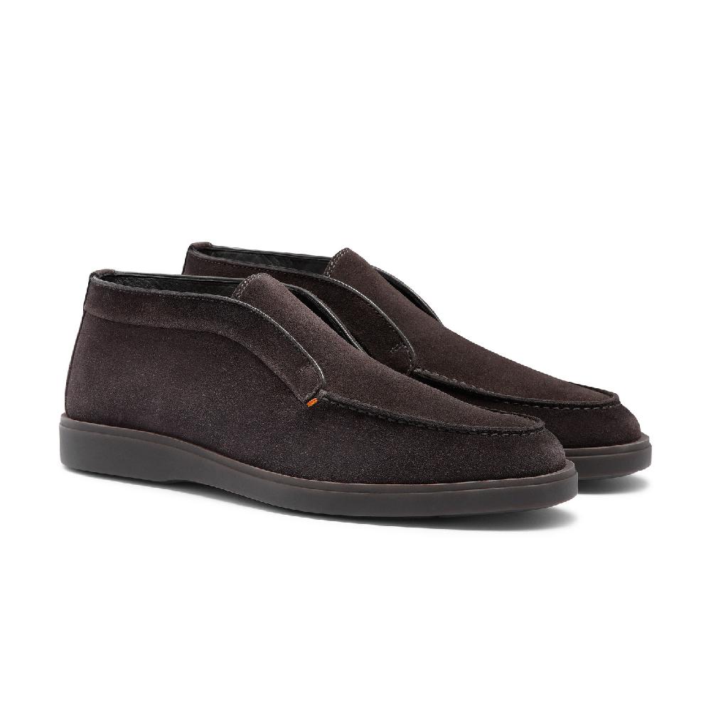 Santoni Stivaletto desert da uomo in suede grigio con pelliccia Negozi Online