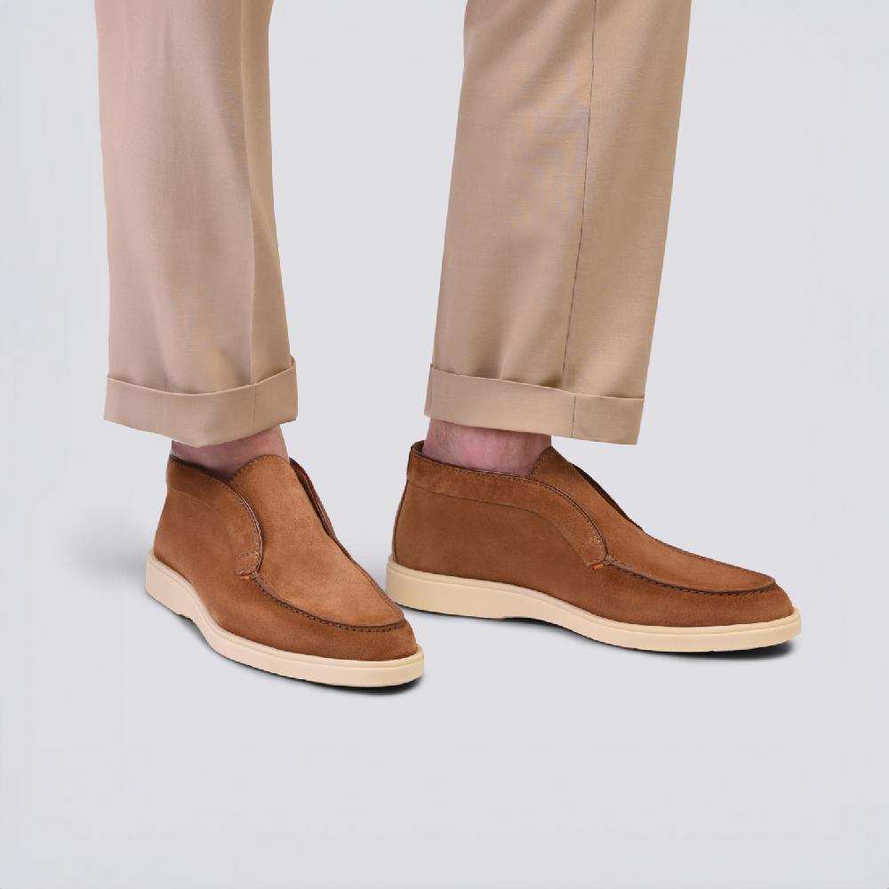 Santoni Stivaletto desert da uomo in suede marrone Consegna Veloce