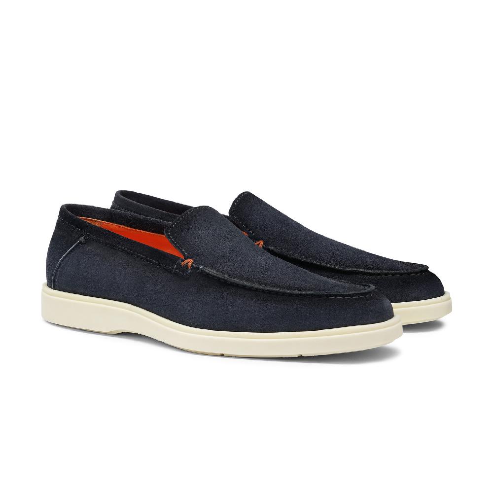 Santoni Mocassino da uomo in suede blu Promozione Limitata