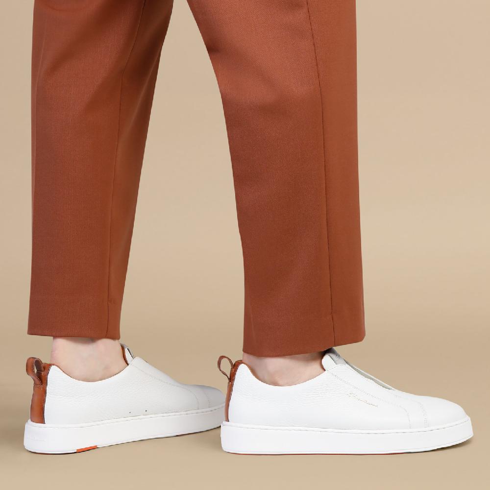 Santoni Sneaker slip-on da uomo in pelle bottalata bianca Fino Al -60%