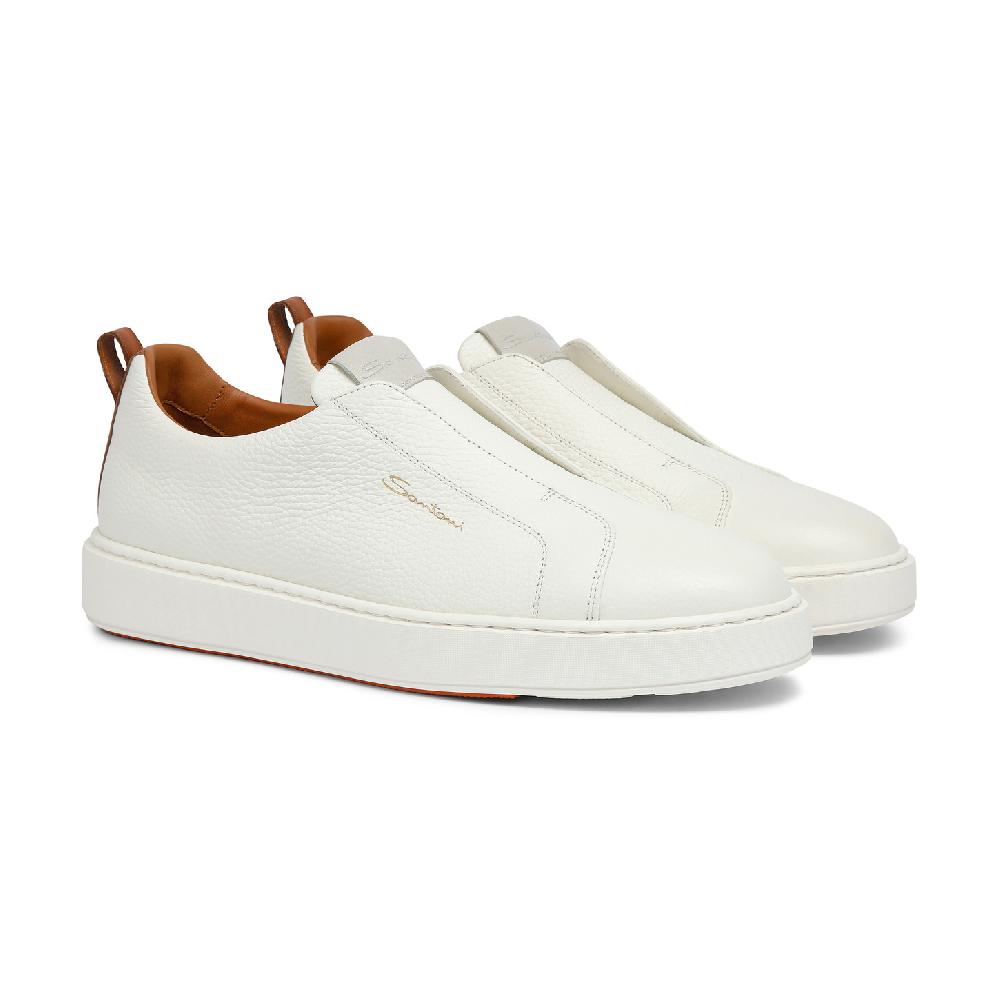 Santoni Sneaker slip-on da uomo in pelle bottalata bianca Fino Al -60%