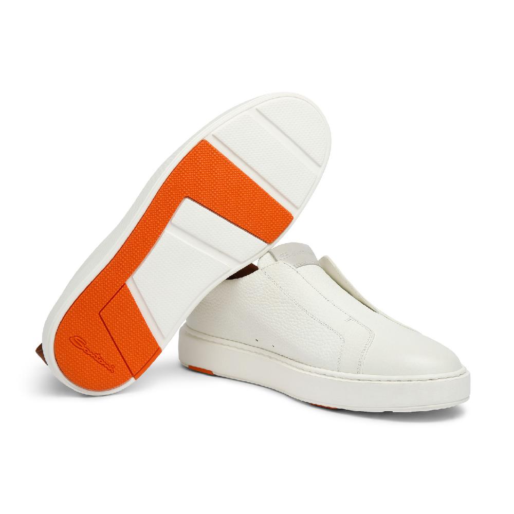 Santoni Sneaker slip-on da uomo in pelle bottalata bianca Fino Al -60%