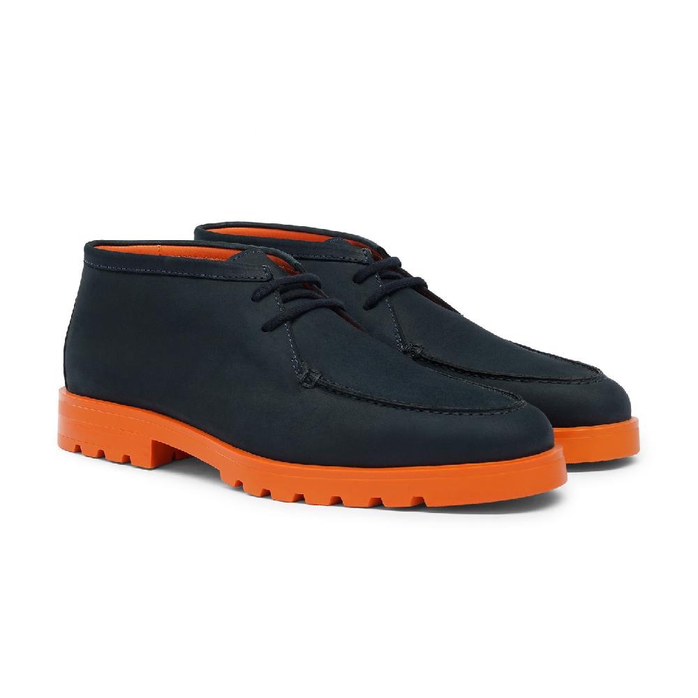 Santoni Stivaletto desert da uomo in nabuk blu e arancione Prezzo Ridotto