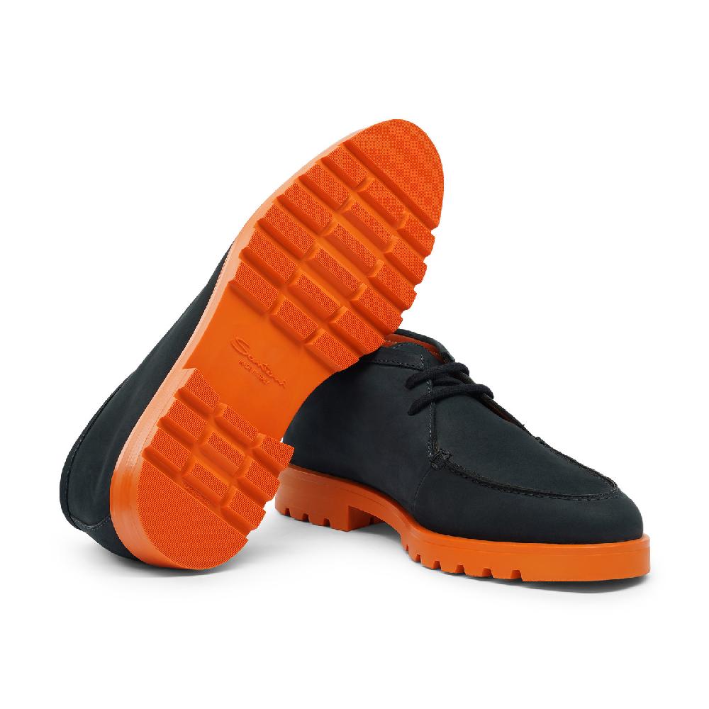 Santoni Stivaletto desert da uomo in nabuk blu e arancione Prezzo Ridotto