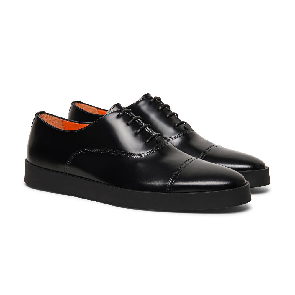 Santoni Stringata oxford da uomo in pelle lucida nera Novità