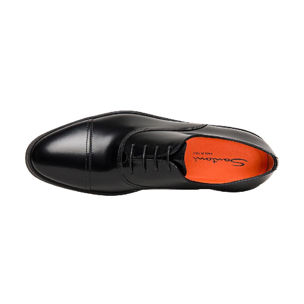 Santoni Stringata oxford da uomo in pelle lucida nera Novità