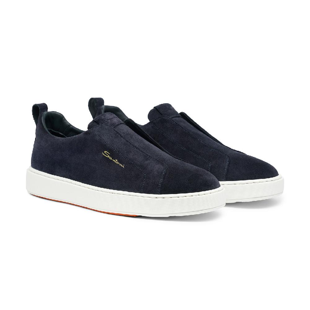 Santoni Sneaker slip-on da uomo in suede blu Presa