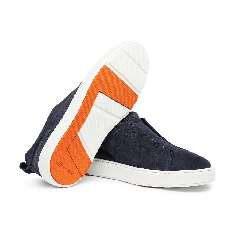 Santoni Sneaker slip-on da uomo in suede blu Presa